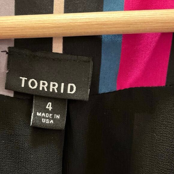 Torrid Striped Open Front Blazer Colorful Statement Jacket Size 4 Dopamine - Picture 4 of 5